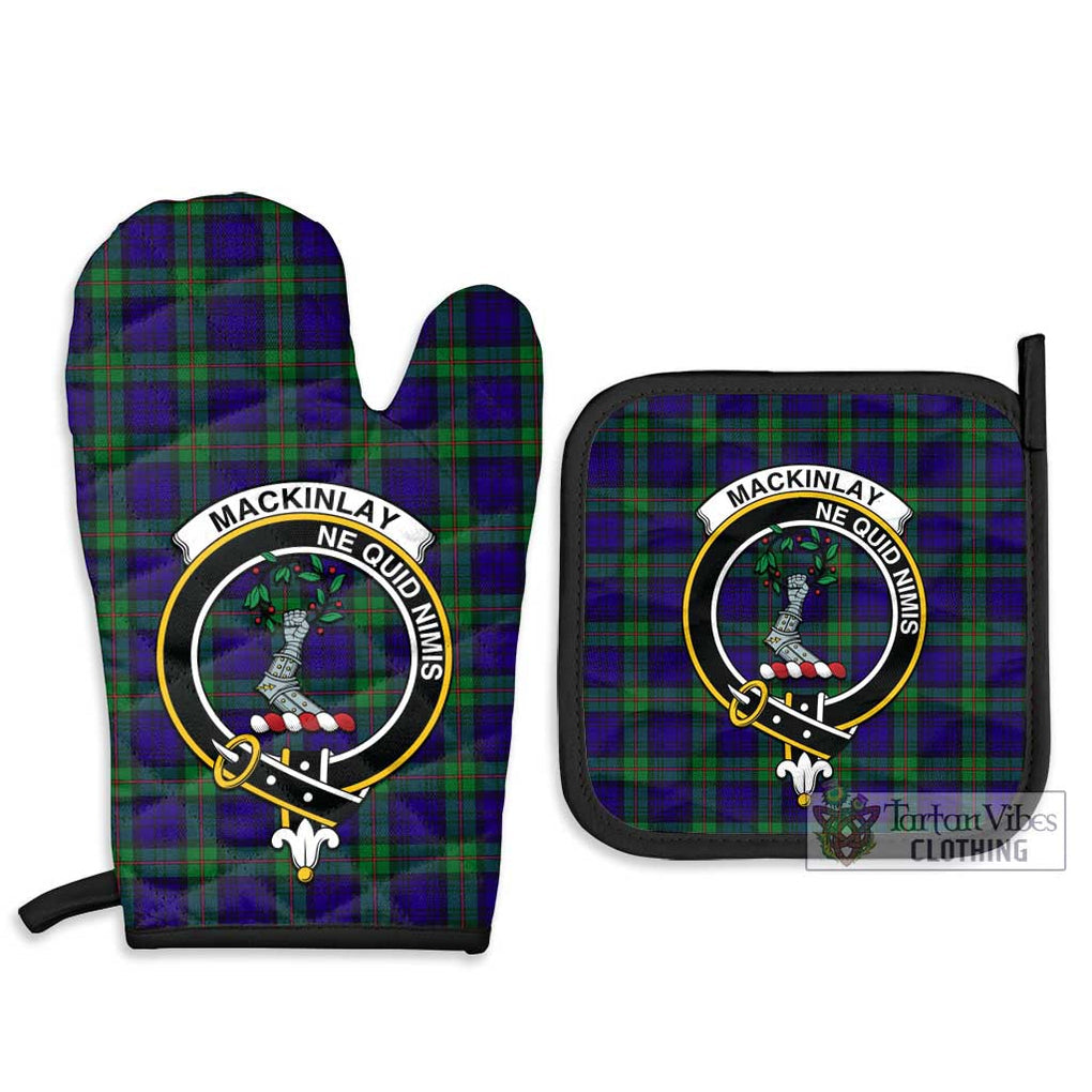 MacKinlay (McKinlay) Tartan Combo Oven Mitt & Pot-Holder with Family Crest Combo 1 Oven Mitt & 2 Pot-Holder Black - Tartan Vibes Clothing