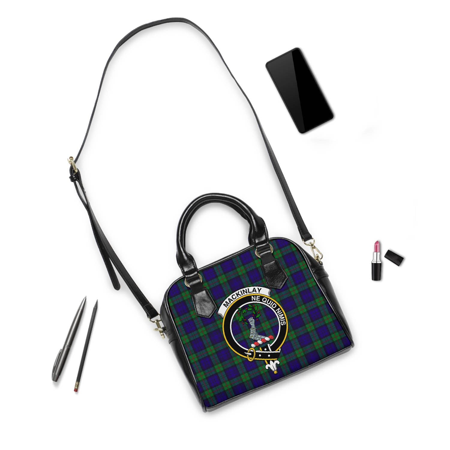 MacKinlay Modern Tartan Shoulder Handbags with Family Crest - Tartanvibesclothing