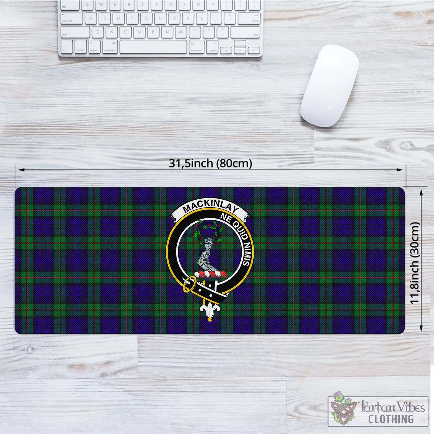 Tartan Vibes Clothing MacKinlay Modern Tartan Mouse Pad with Family Crest