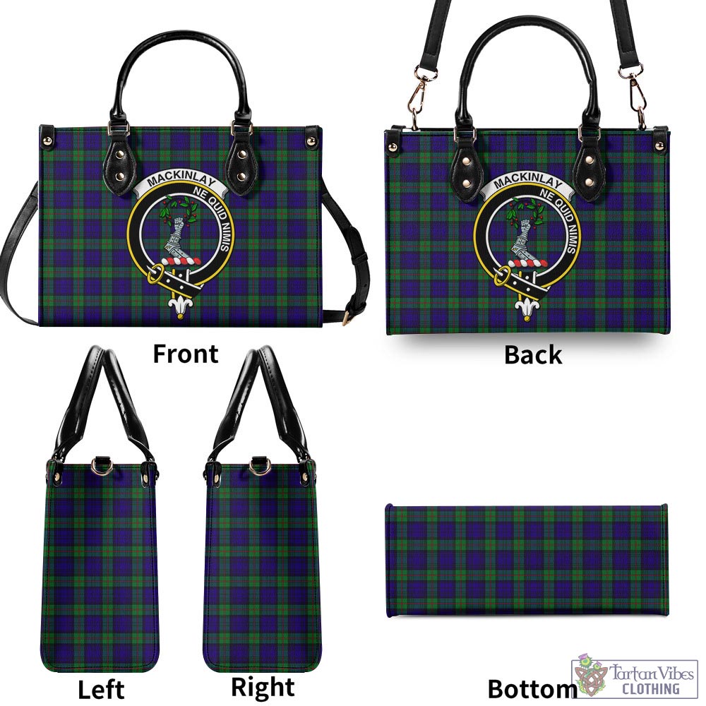 Tartan Vibes Clothing MacKinlay Modern Tartan Luxury Leather Handbags with Family Crest