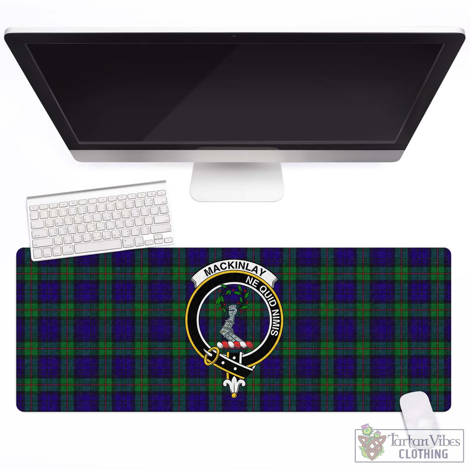 Tartan Vibes Clothing MacKinlay Modern Tartan Mouse Pad with Family Crest