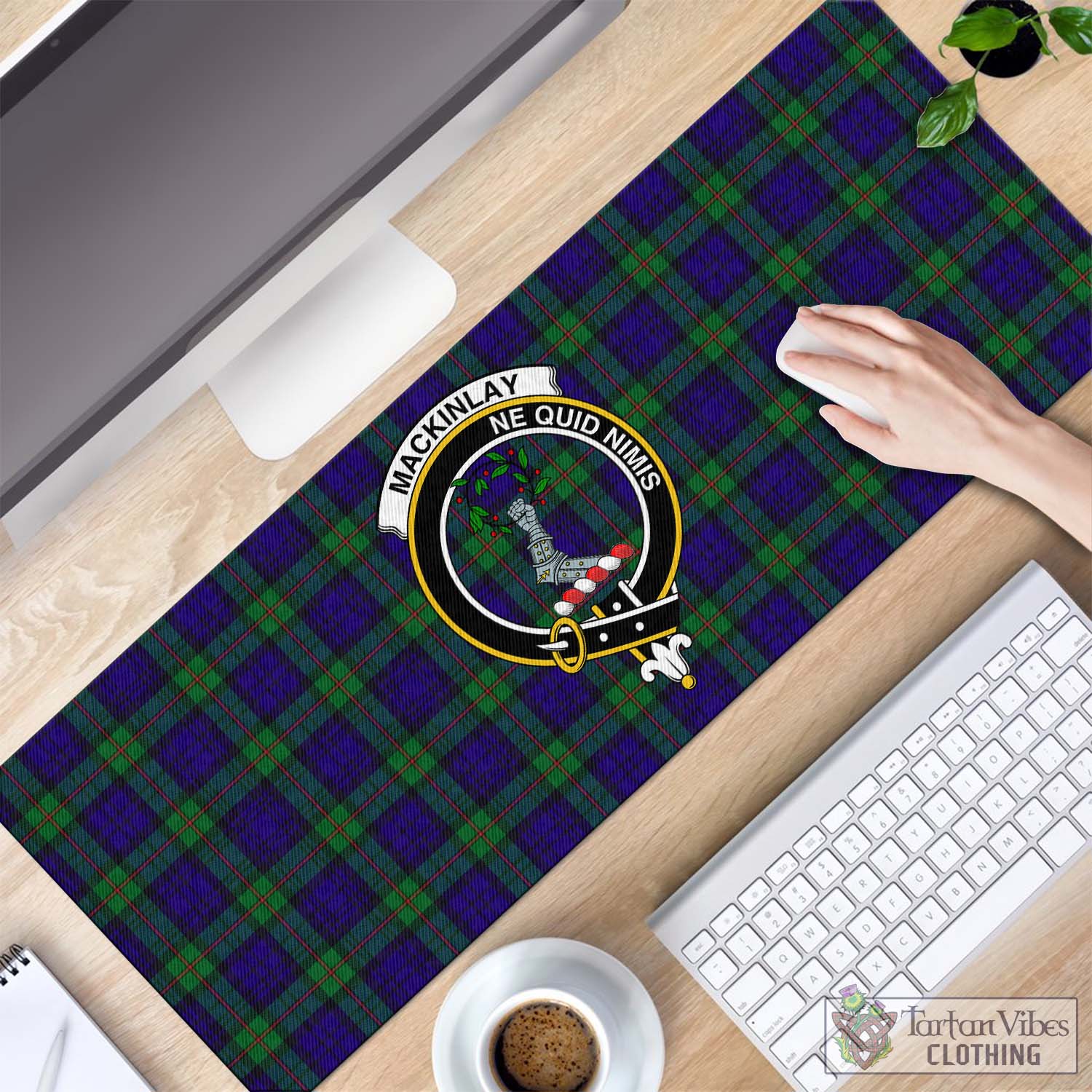 Tartan Vibes Clothing MacKinlay Modern Tartan Mouse Pad with Family Crest