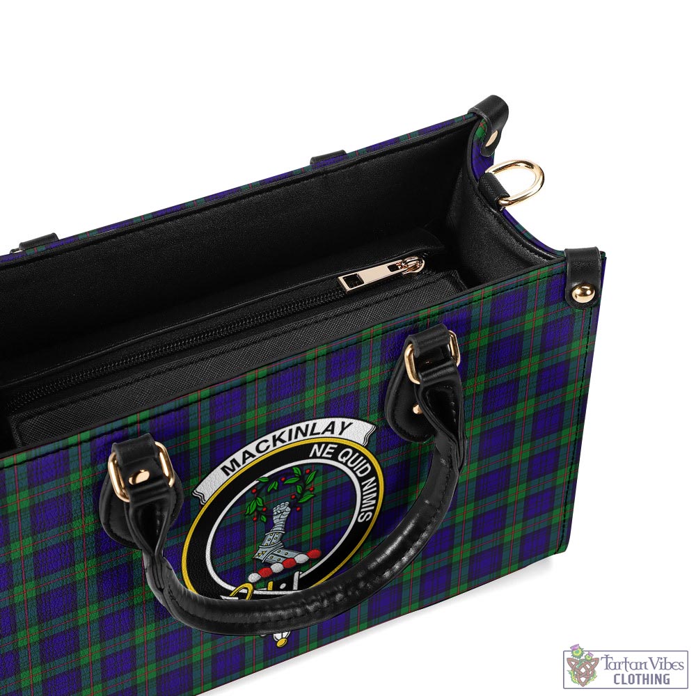 Tartan Vibes Clothing MacKinlay Modern Tartan Luxury Leather Handbags with Family Crest