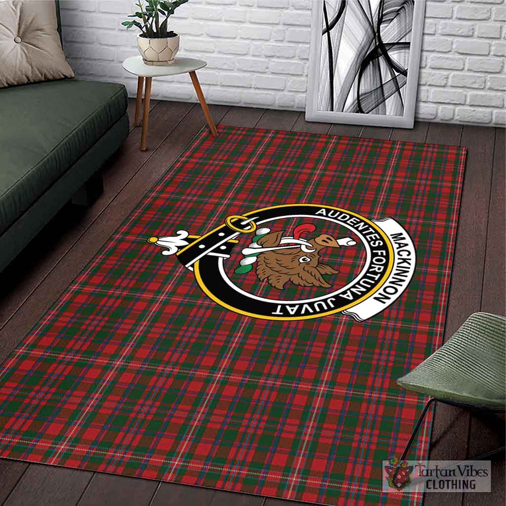 Tartan Vibes Clothing MacKinnon Tartan Area Rug with Family Crest