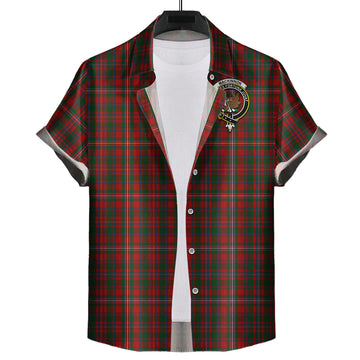 MacKinnon Tartan Short Sleeve Button Down Shirt with Family Crest
