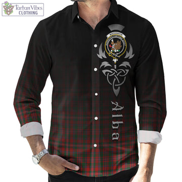 MacKinnon (McKinnon) Tartan Long Sleeve Button Up Featuring Alba Gu Brath Family Crest Celtic Inspired