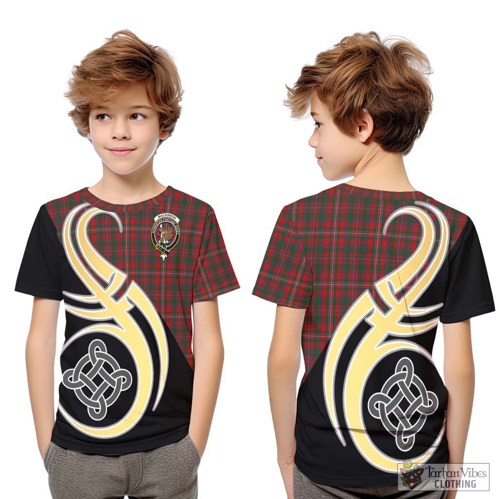 MacKinnon (McKinnon) Tartan Kid T-Shirt with Family Crest and Celtic Symbol Style Youth XL Size14 - Tartan Vibes Clothing