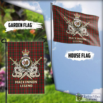 MacKinnon Tartan Flag with Clan Crest and the Golden Sword of Courageous Legacy