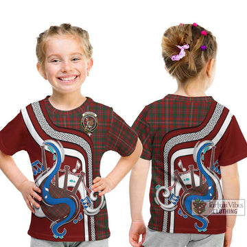 Tartan Vibes Clothing MacKinnon Tartan Kid T-Shirt with Epic Bagpipe Style