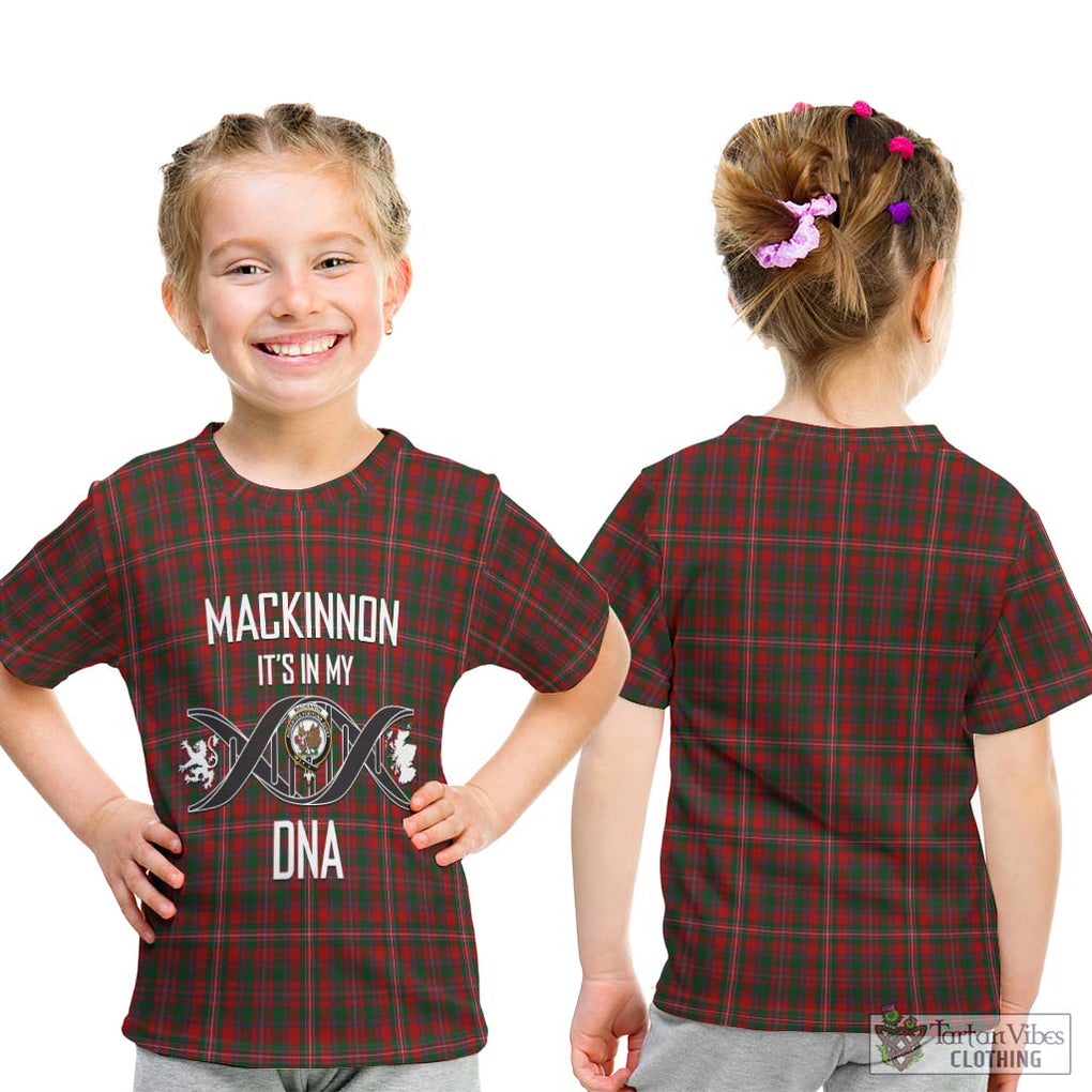MacKinnon (McKinnon) Tartan Kid T-Shirt with Family Crest DNA In Me Style - Tartanvibesclothing Shop