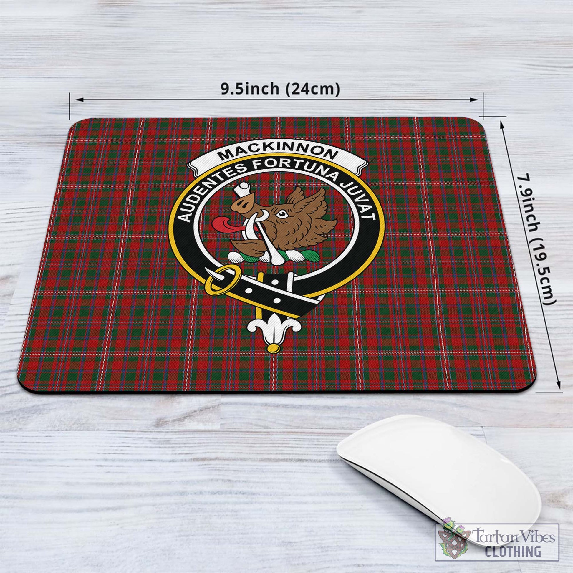 Tartan Vibes Clothing MacKinnon Tartan Mouse Pad with Family Crest