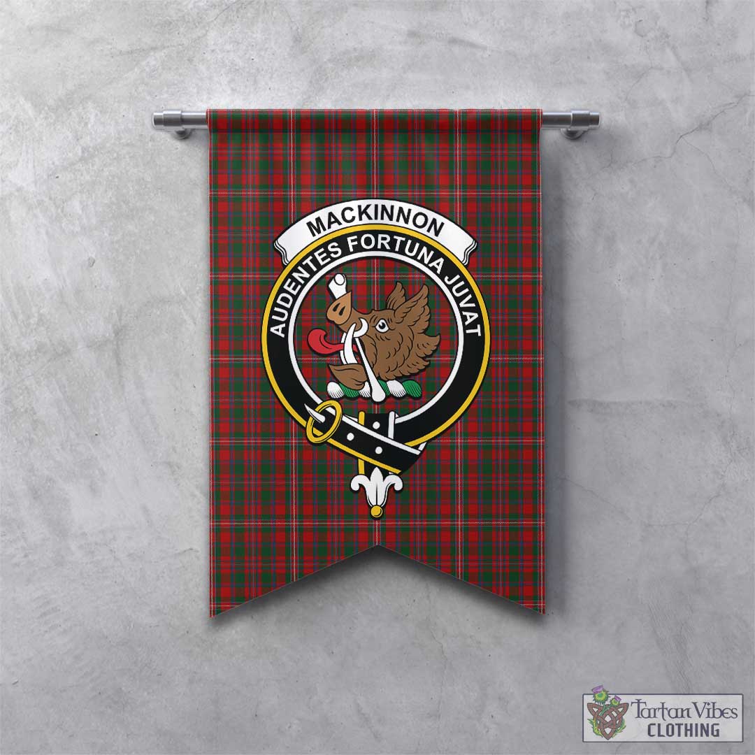 Tartan Vibes Clothing MacKinnon Tartan Gonfalon, Tartan Banner with Family Crest