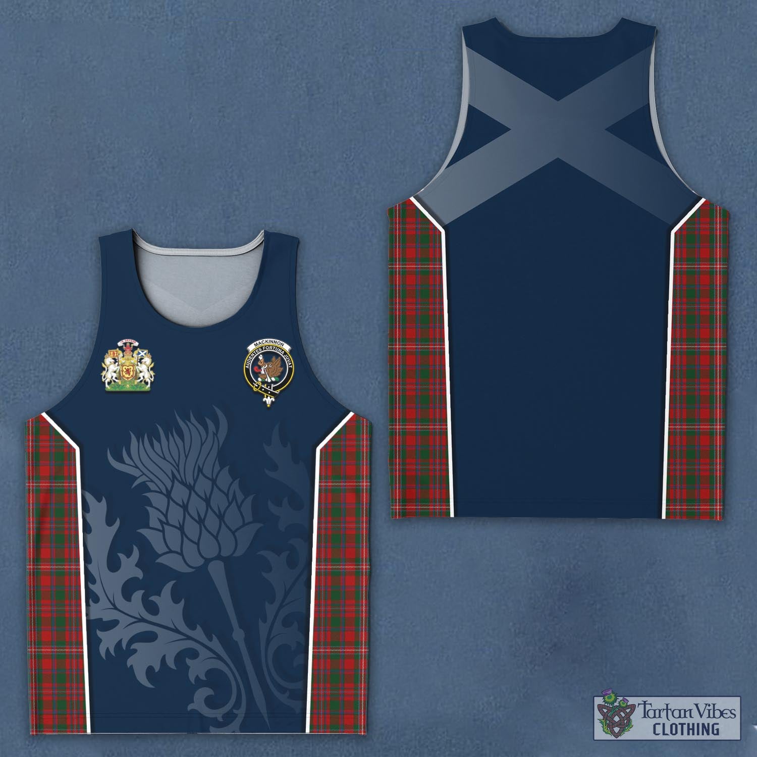 Tartan Vibes Clothing MacKinnon Tartan Men's Tanks Top with Family Crest and Scottish Thistle Vibes Sport Style