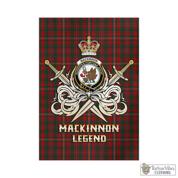 MacKinnon (McKinnon) Tartan Garden Flag with Clan Crest and the Golden Sword of Courageous Legacy
