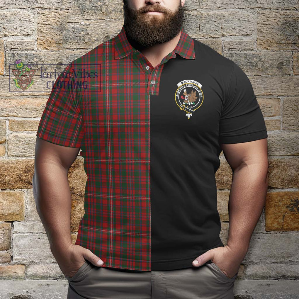 MacKinnon (McKinnon) Tartan Polo Shirt with Family Crest and Half Of Me Style - Tartanvibesclothing Shop