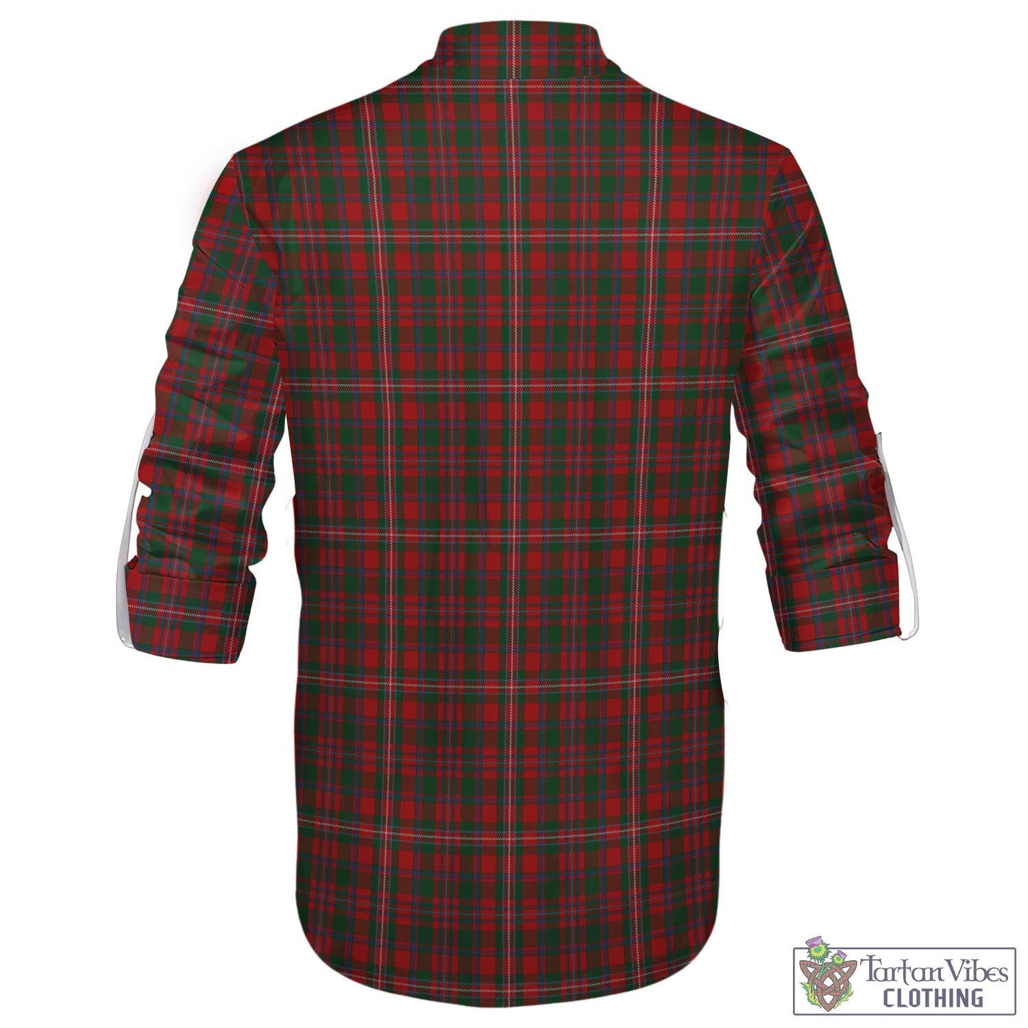 Tartan Vibes Clothing MacKinnon Tartan Men's Scottish Traditional Jacobite Ghillie Kilt Shirt with Family Crest