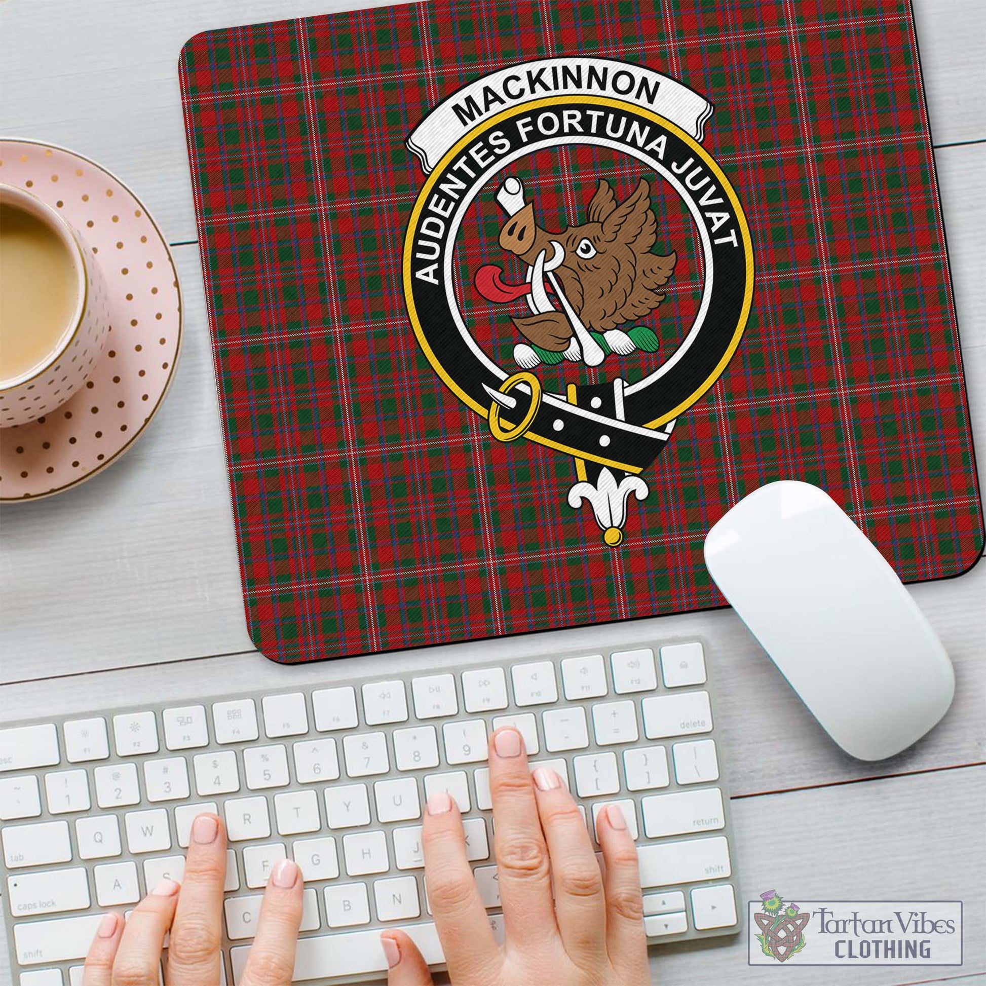 Tartan Vibes Clothing MacKinnon Tartan Mouse Pad with Family Crest