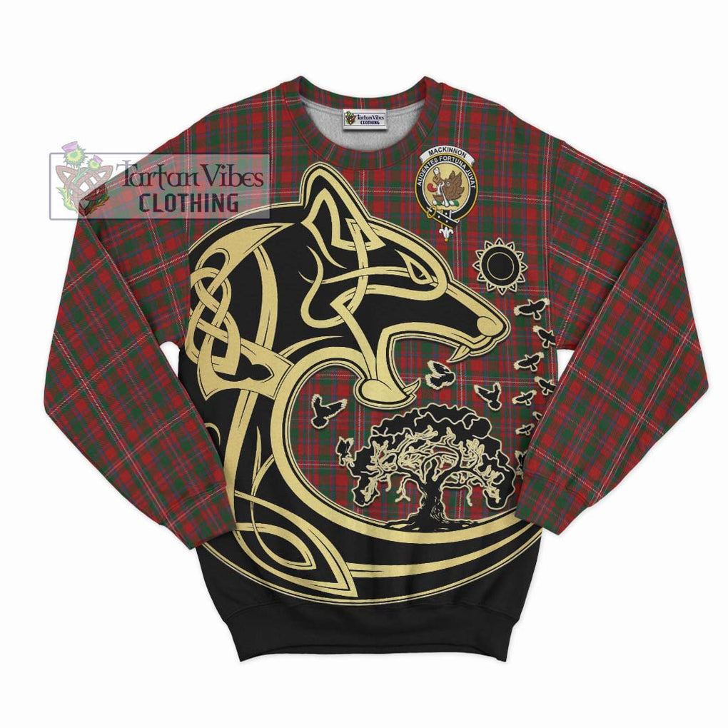MacKinnon (McKinnon) Tartan Sweatshirt with Family Crest Celtic Wolf Style - Tartan Vibes Clothing