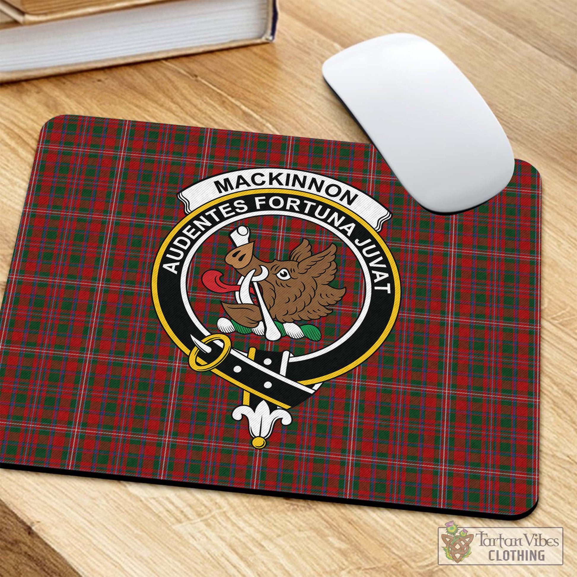 Tartan Vibes Clothing MacKinnon Tartan Mouse Pad with Family Crest