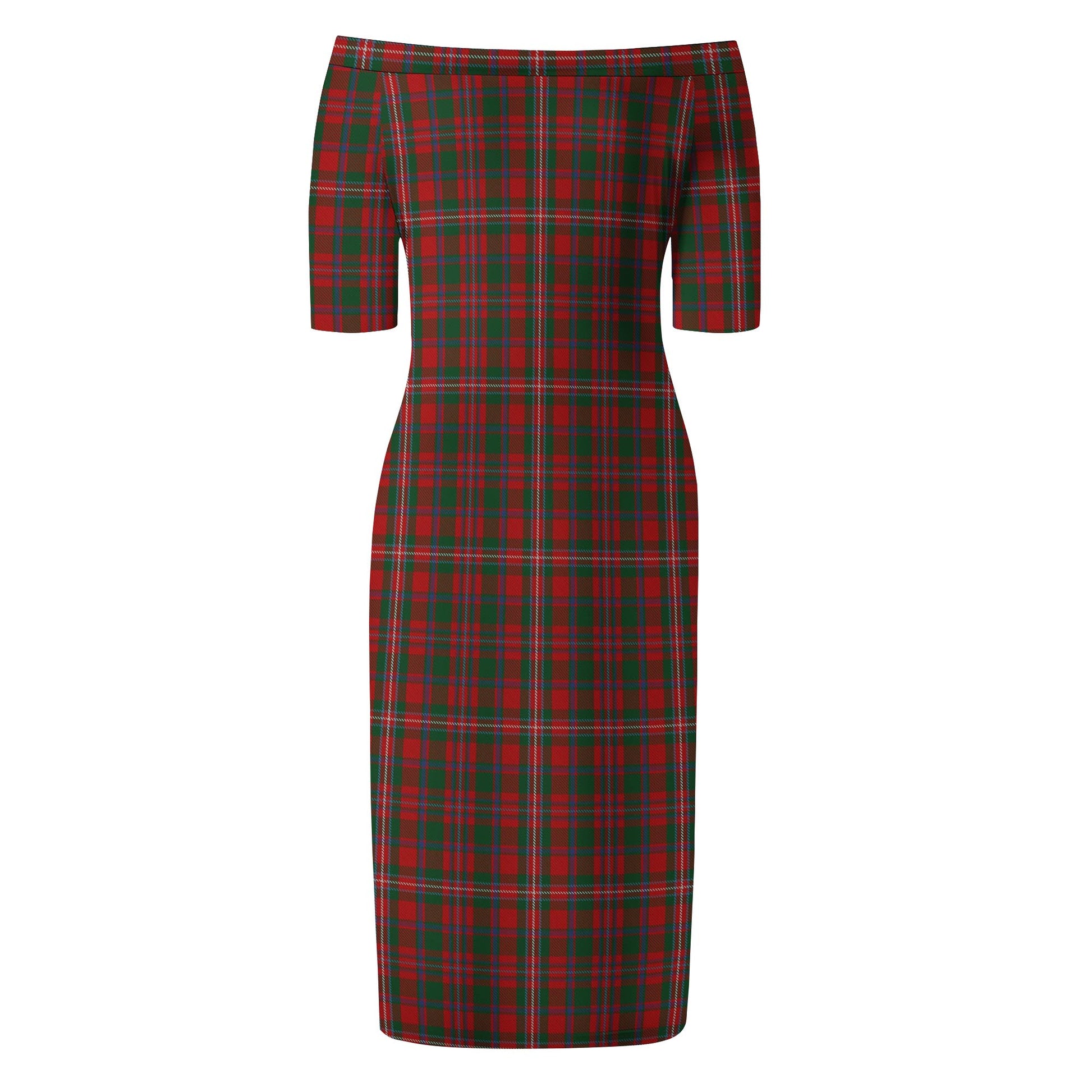 MacKinnon Tartan Off Shoulder Lady Dress - Tartanvibesclothing