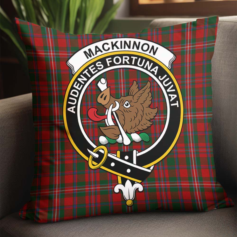MacKinnon Tartan Pillow Cover with Family Crest - Tartanvibesclothing