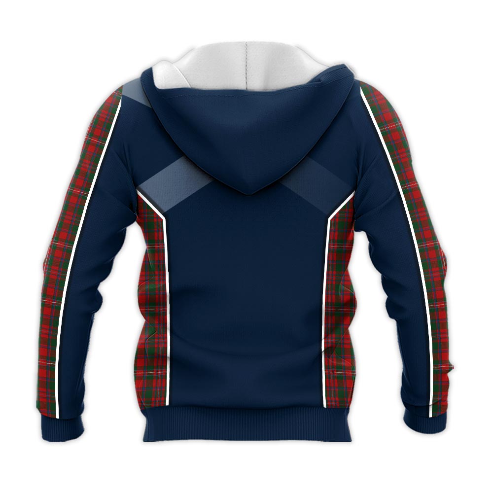 Tartan Vibes Clothing MacKinnon Tartan Knitted Hoodie with Family Crest and Scottish Thistle Vibes Sport Style