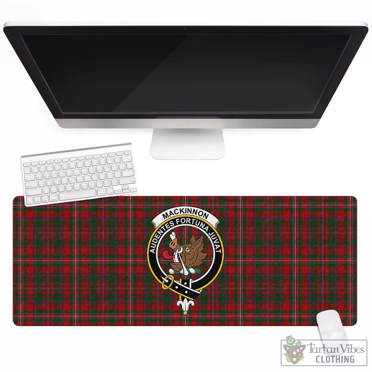 Tartan Vibes Clothing MacKinnon Tartan Mouse Pad with Family Crest