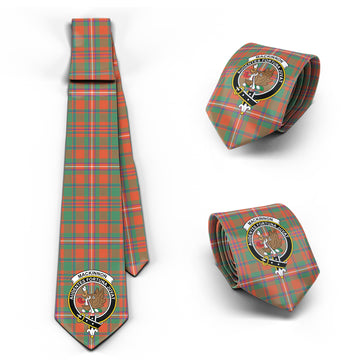 MacKinnon Ancient Tartan Classic Necktie with Family Crest