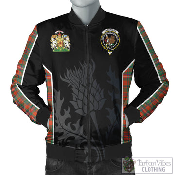 MacKinnon Ancient Tartan Bomber Jacket with Family Crest and Scottish Thistle Vibes Sport Style