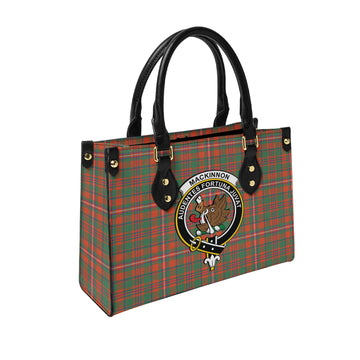 MacKinnon Ancient Tartan Leather Bag with Family Crest