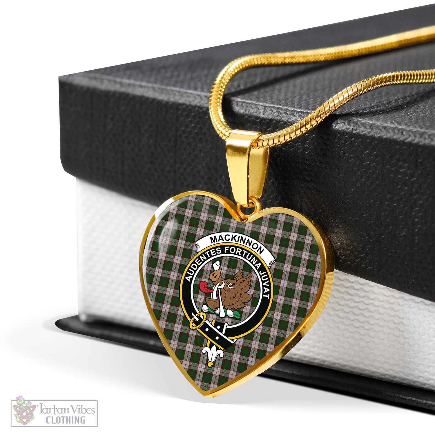 Tartan Vibes Clothing MacKinnon Dress Tartan Heart Necklace with Family Crest