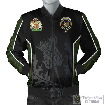 MacKinnon Hunting Tartan Bomber Jacket with Family Crest and Scottish Thistle Vibes Sport Style
