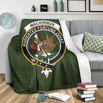 MacKinnon Hunting Tartan Blanket with Family Crest