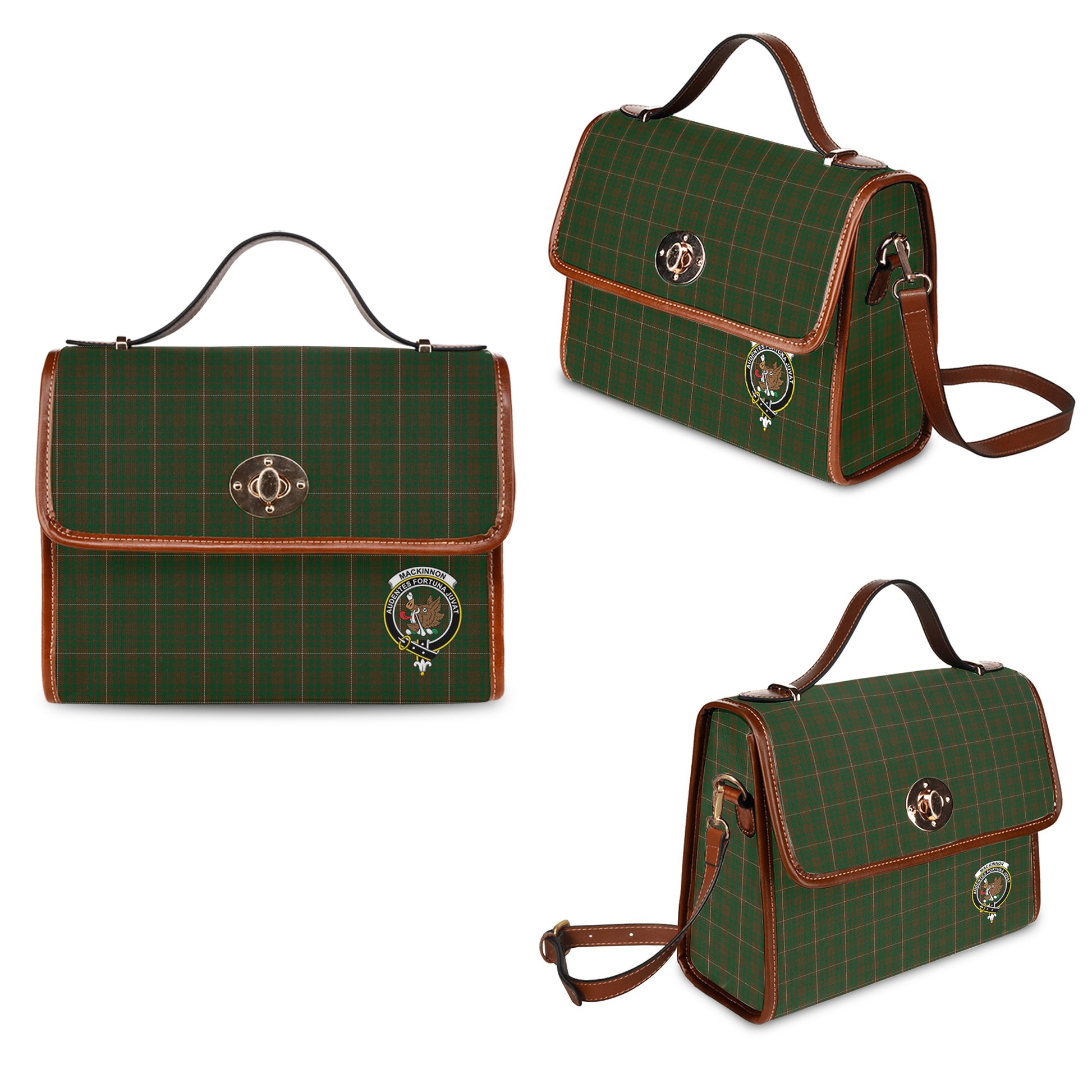 mackinnon-hunting-tartan-leather-strap-waterproof-canvas-bag-with-family-crest