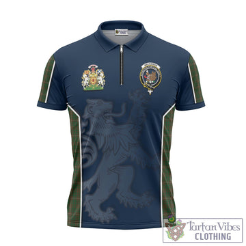 MacKinnon Hunting Tartan Zipper Polo Shirt with Family Crest and Lion Rampant Vibes Sport Style