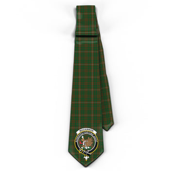 MacKinnon Hunting Tartan Classic Necktie with Family Crest