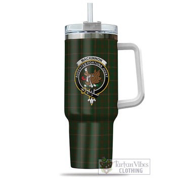 MacKinnon Hunting Tartan and Family Crest Tumbler with Handle