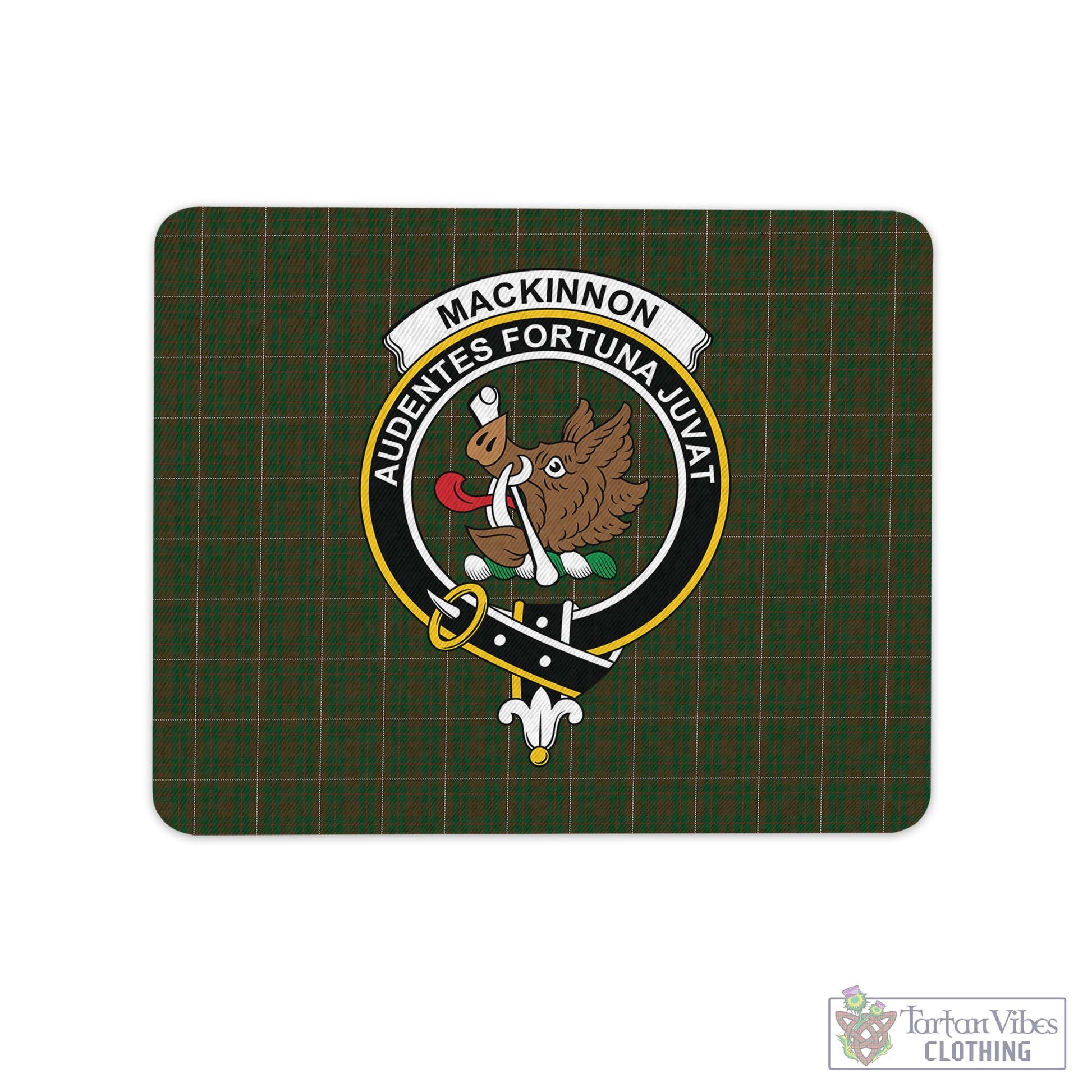 Tartan Vibes Clothing MacKinnon Hunting Tartan Mouse Pad with Family Crest