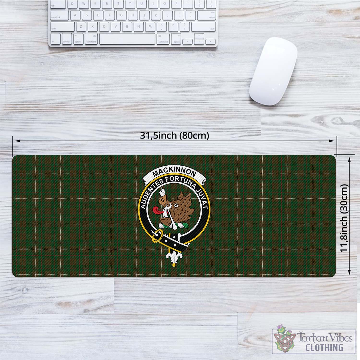 Tartan Vibes Clothing MacKinnon Hunting Tartan Mouse Pad with Family Crest