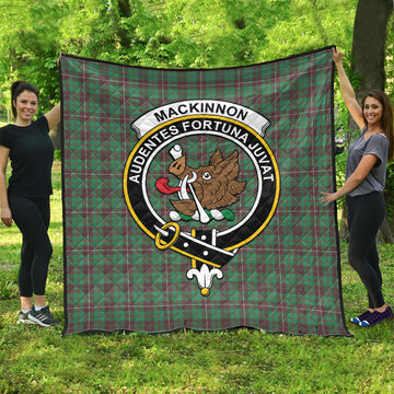 MacKinnon Hunting Ancient Tartan Quilt with Family Crest