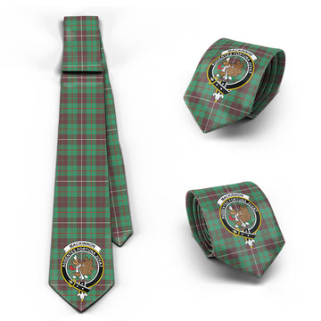 MacKinnon Hunting Ancient Tartan Classic Necktie with Family Crest