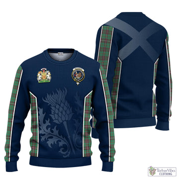 MacKinnon Hunting Ancient Tartan Knitted Sweatshirt with Family Crest and Scottish Thistle Vibes Sport Style
