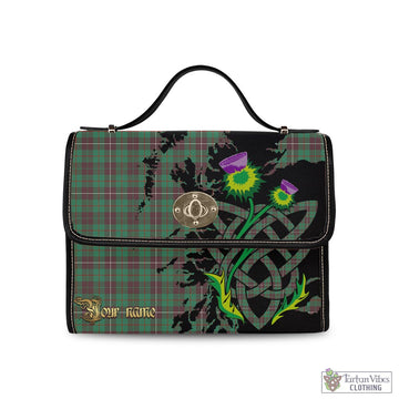 MacKinnon Hunting Ancient Tartan Waterproof Canvas Bag with Scotland Map and Thistle Celtic Accents
