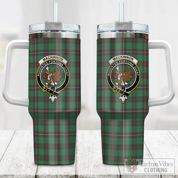 MacKinnon Hunting Ancient Tartan and Family Crest Tumbler with Handle