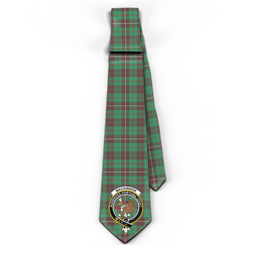 MacKinnon Hunting Ancient Tartan Classic Necktie with Family Crest