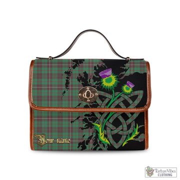 MacKinnon Hunting Ancient Tartan Waterproof Canvas Bag with Scotland Map and Thistle Celtic Accents