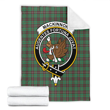 MacKinnon Hunting Ancient Tartan Blanket with Family Crest