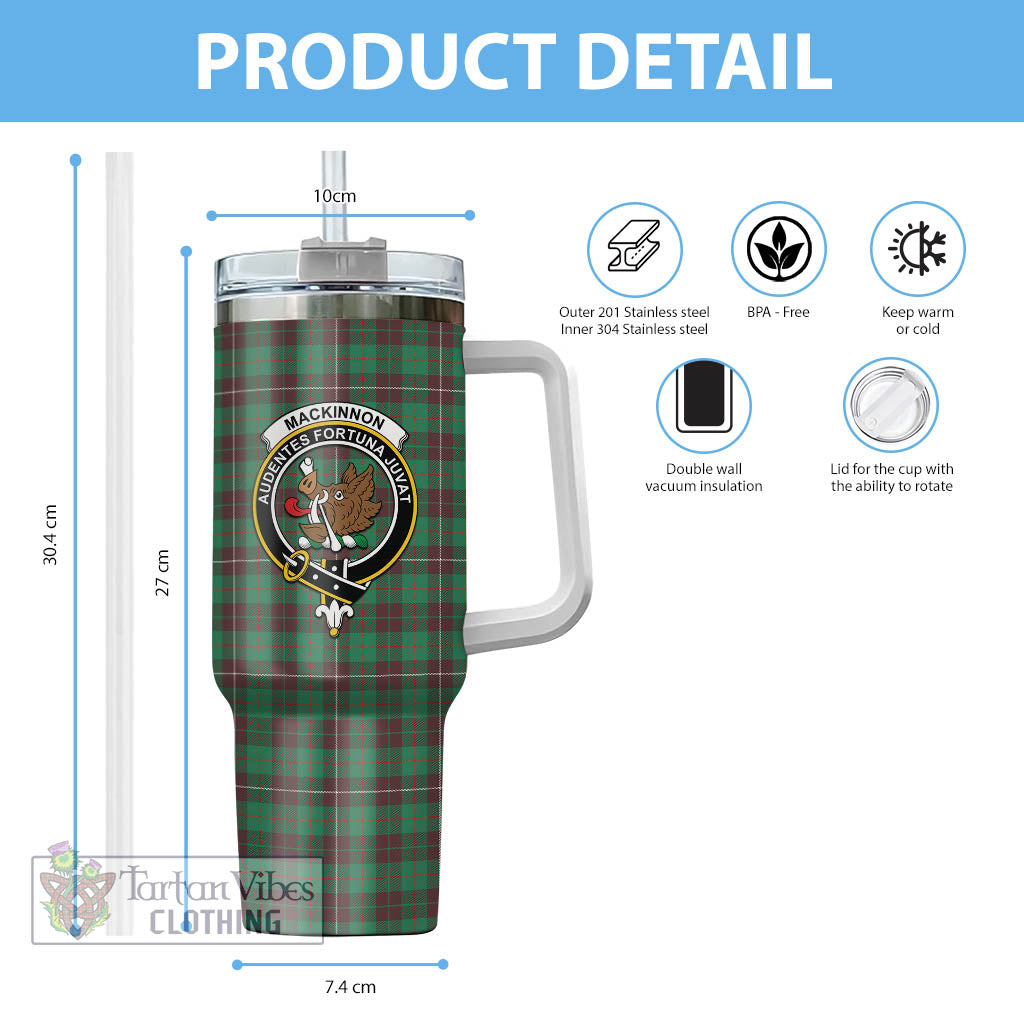 Tartan Vibes Clothing MacKinnon Hunting Ancient Tartan and Family Crest Tumbler with Handle