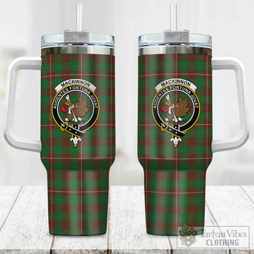 MacKinnon Hunting Modern Tartan and Family Crest Tumbler with Handle