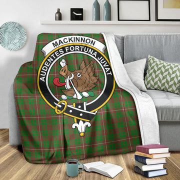 MacKinnon Hunting Modern Tartan Blanket with Family Crest